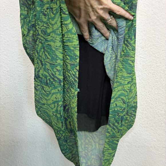 & Other Stories Long Sleeve Pleated Mesh Green Midi Dress S - Picture 7 of 13